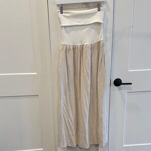 Chic Cream and Tan Maxi Dress